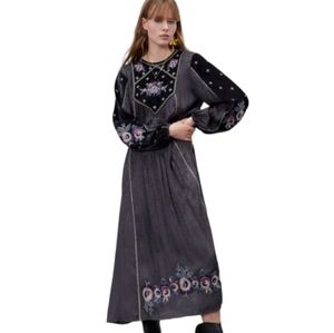 Zara Floral Embroidered Dress